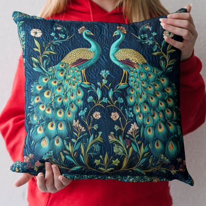 Golden Peacocks Quilted Pillow Case NCU0NT3982