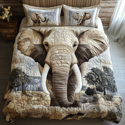 Elephant 3-Piece Quilted Bedding Set NCU0VT187