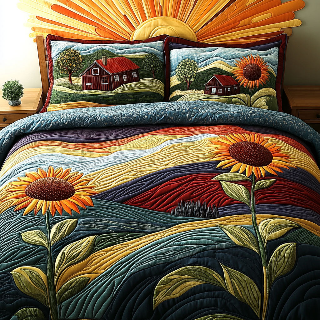 Golden Acres 3-Piece Quilted Bedding Set NCU0PT7336