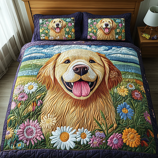 Golden Adventure 3-Piece Quilted Bedding Set NCU0DV5492