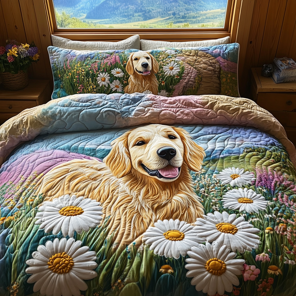 Golden Adventure 3-Piece Quilted Bedding Set NCU0DV5530