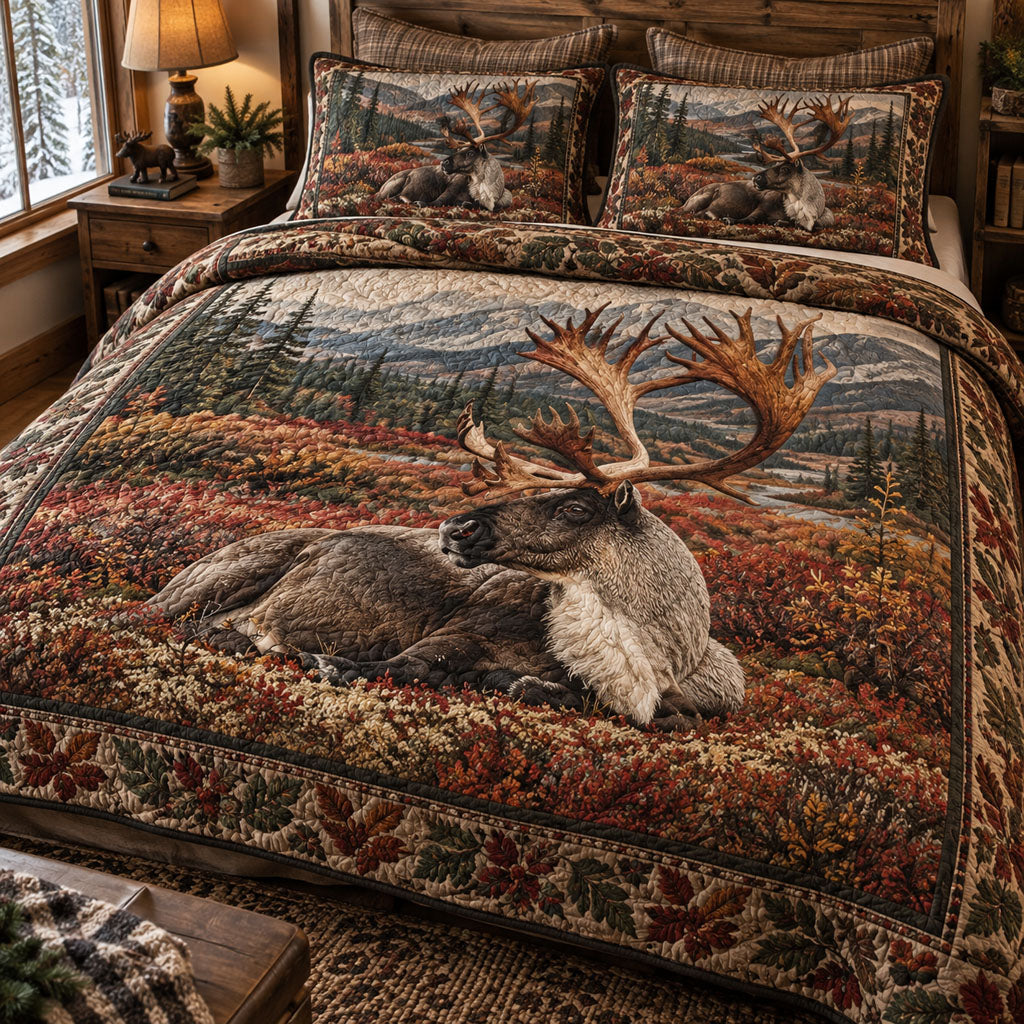 Golden Antler Wilderness 3-Piece Quilted Bedding Set NCU0PT12200