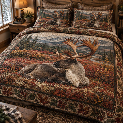 Golden Antler Wilderness 3-Piece Quilted Bedding Set NCU0PT12200