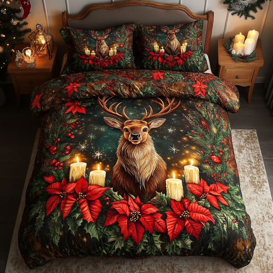 Golden Antlers 3-Piece Quilted Bedding Set NCU0DK2774