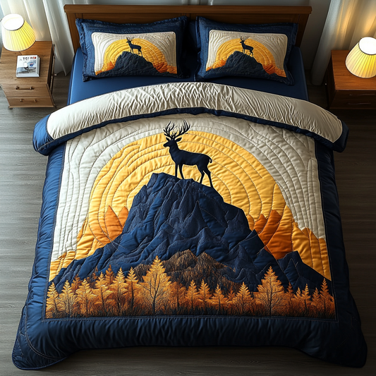 Golden Antlers 3-Piece Quilted Bedding Set NCU0DK4893