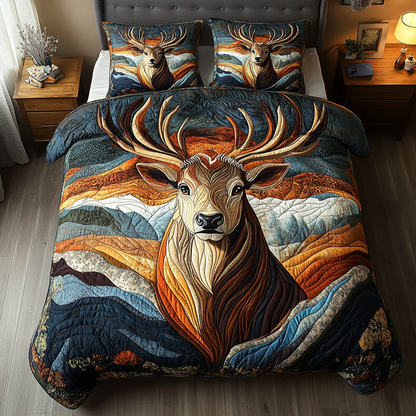 Golden Antlers 3-Piece Quilted Bedding Set NCU0DK4939