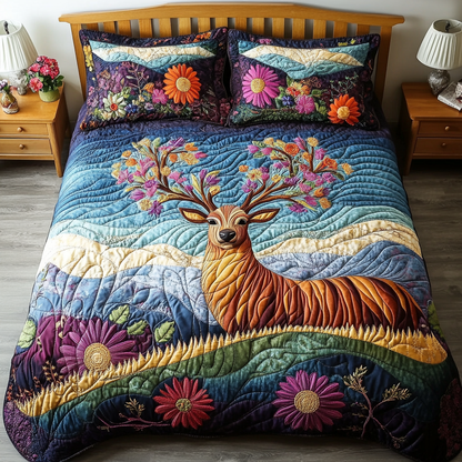 Golden Antlers 3-Piece Quilted Bedding Set NCU0DK5669