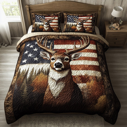 Golden Antlers 3-Piece Quilted Bedding Set NCU0DV6936