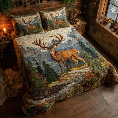 Golden Antlers 3-Piece Quilted Bedding Set NCU0TV658
