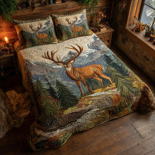 Golden Antlers 3-Piece Quilted Bedding Set NCU0TV658
