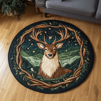 Golden Antlers Quilted Round Mat NCU0DK5567