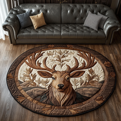 Golden Antlers Quilted Round Mat NCU0DK5720
