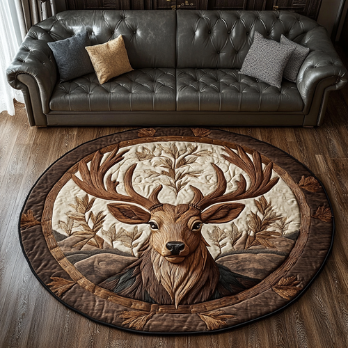 Golden Antlers Quilted Round Mat NCU0DK5720