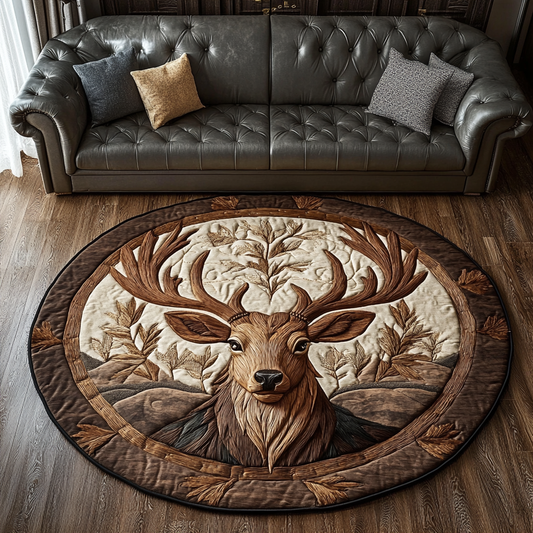 Golden Antlers Quilted Round Mat NCU0DK5720