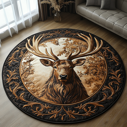 Golden Antlers Quilted Round Mat NCU0DV2662