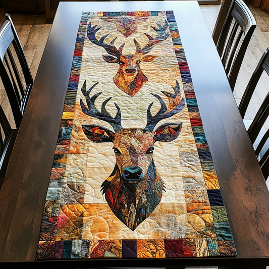 Golden Antlers Quilted Table Runner NCU0DK4812