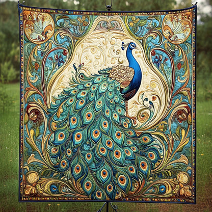 Golden Aura Peacock Quilted Blanket NCU0NT3881