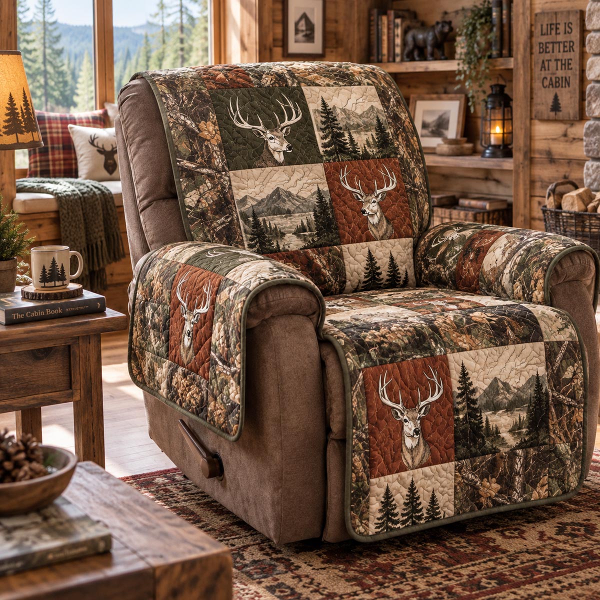 Golden Autumn Deer Quilted Sofa Cover NCU0DV10181
