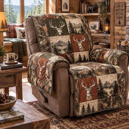 Golden Autumn Deer Quilted Sofa Cover NCU0DV10181