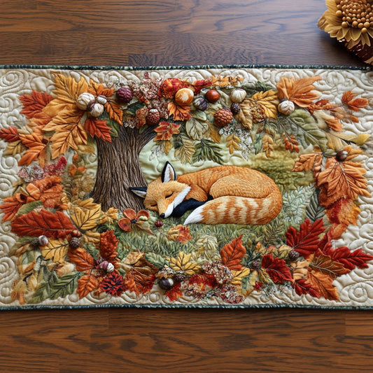 Golden Autumn Fox Quilted Table Runner NCU0PT8122