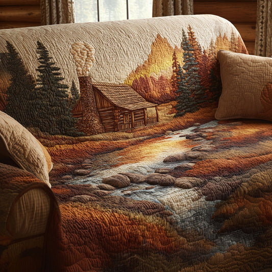 Golden Autumn Quilted Sofa Cover NCU0NT12748