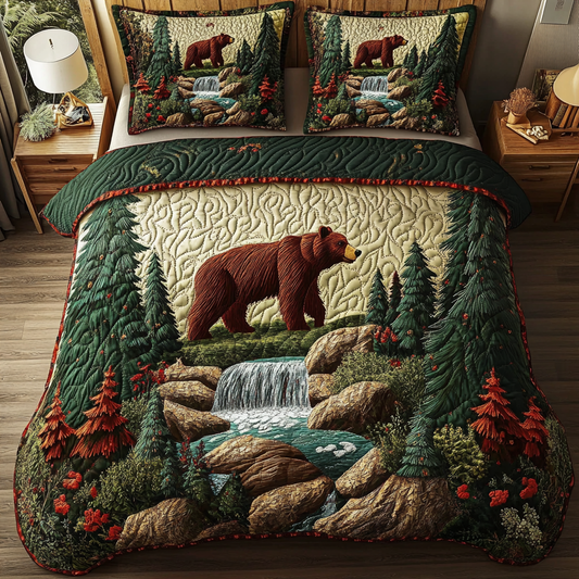 Golden Bear 3-Piece Quilted Bedding Set NCU0DK9636