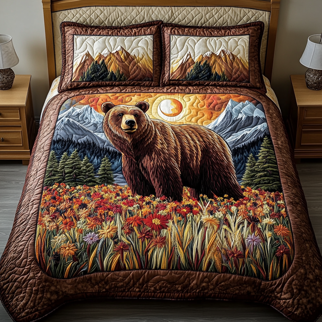 Golden Bear 3-Piece Quilted Bedding Set NCU0VH2689