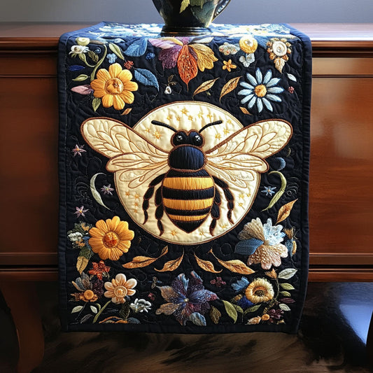 Golden Bee Garden Quilted Table Runner NCU0NT4011