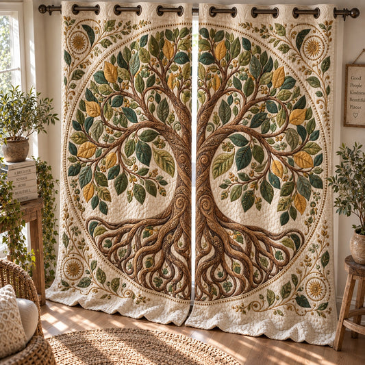 Golden Berry Grove Quilted Curtains NCU0VL4004