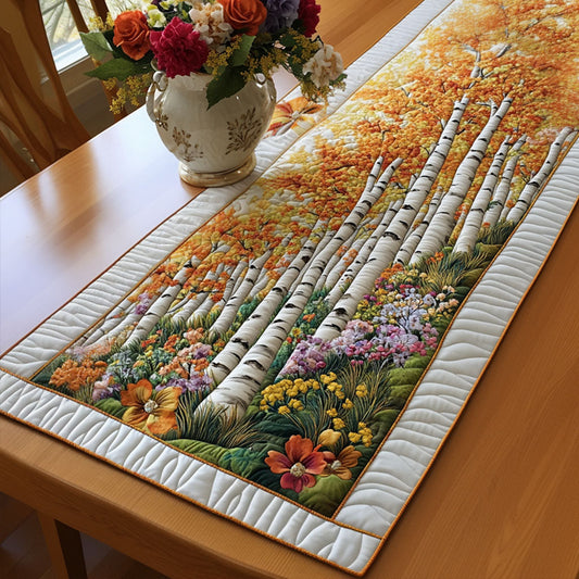 Golden Birch Grove Quilted Table Runner NCU0NT7080