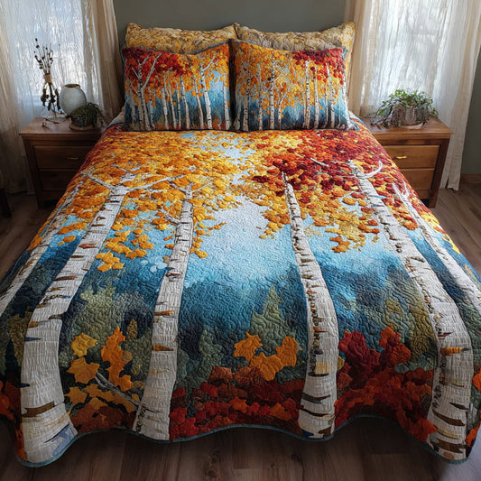 Golden Birches 3-Piece Quilted Bedding Set NCU0VL3632
