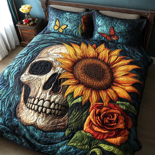 Golden Bloom 3-Piece Quilted Bedding Set NCU0NT7950