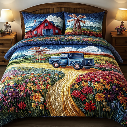 Golden Bloom 3-Piece Quilted Bedding Set NCU0VL2025