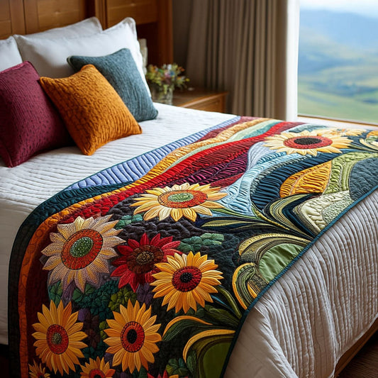 Golden Bloom Fields Quilted Bed Runner NCU0PT8076