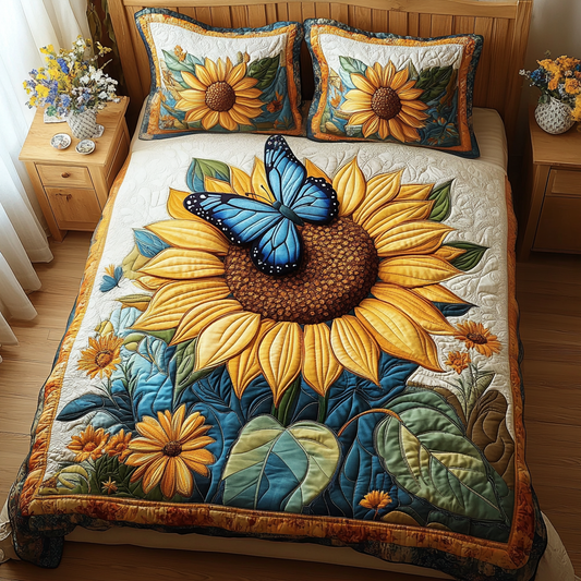 Golden Bloom 3-Piece Quilted Bedding Set NCU0DV2041