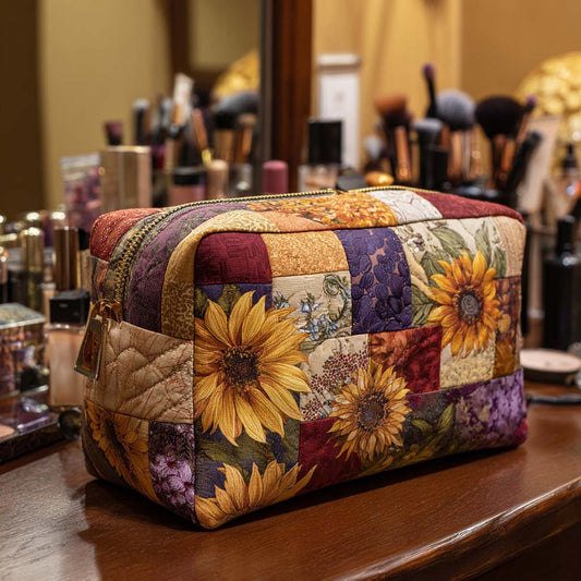 Golden Bloom Quilted Makeup Bag NCU0NT10170
