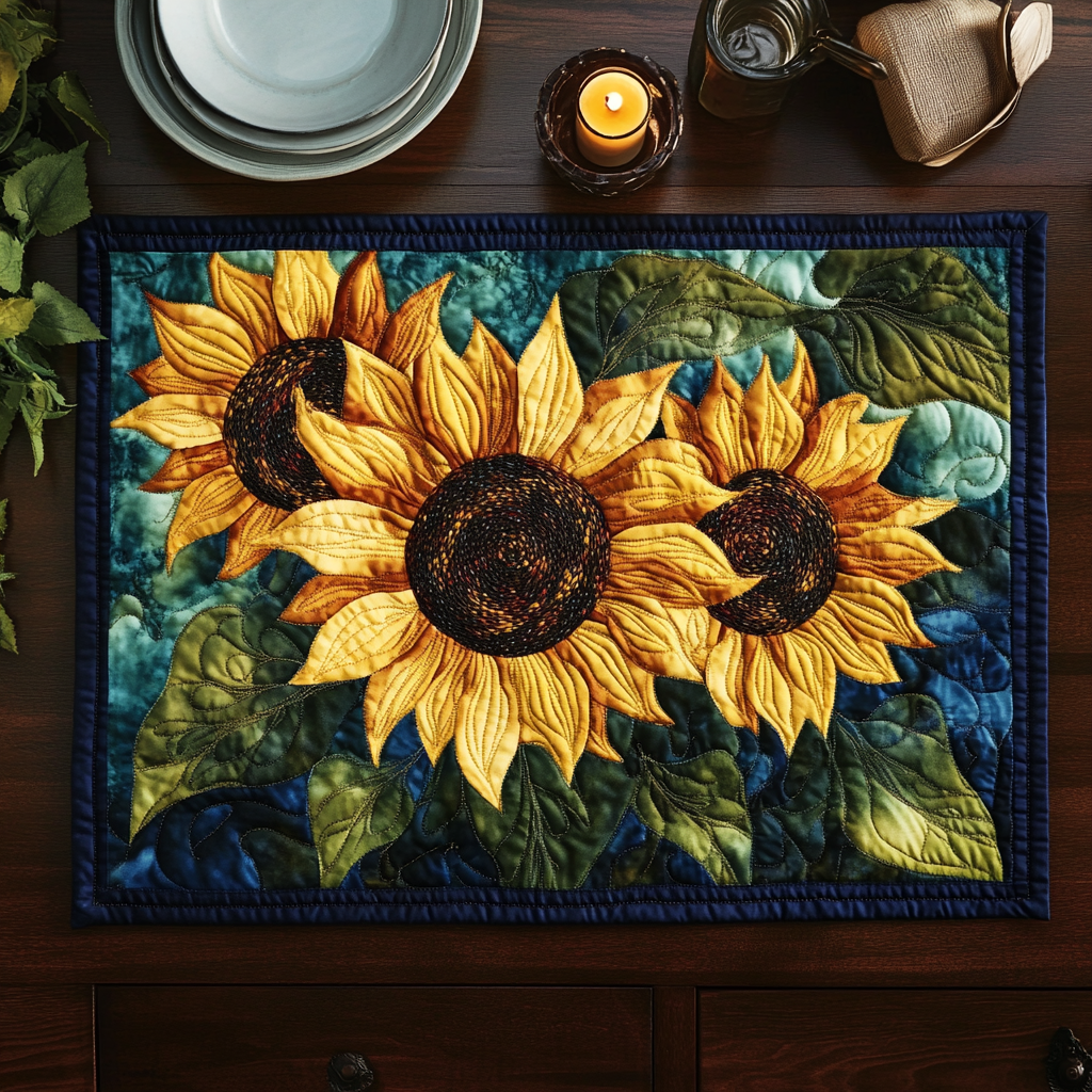 Golden Bloom Quilted Place Mat NCU0VH156