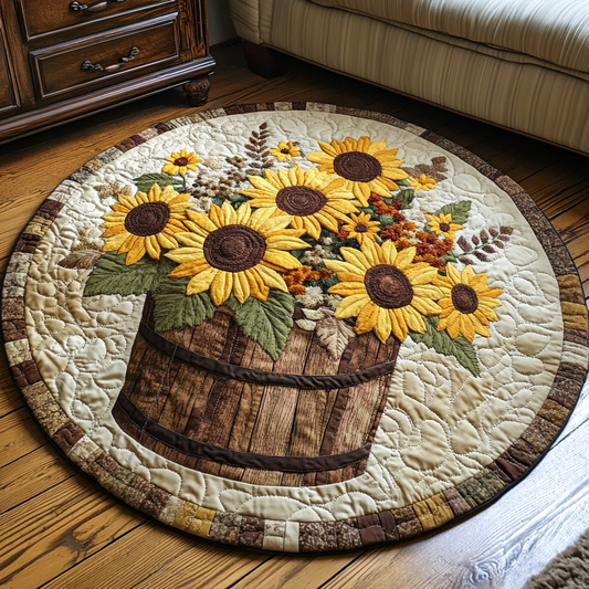 Golden Bloom Quilted Round Mat NCU0DV3275