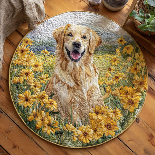 Golden Bloom Quilted Round Mat NCU0TV471