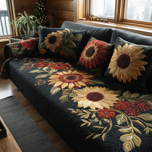 Golden Bloom Quilted Sofa Cover NCU0DV8568
