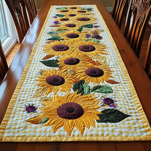 Golden Bloom Quilted Table Runner NCU0DK5782