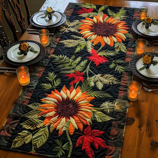 Golden Bloom Quilted Table Runner NCU0DV3454