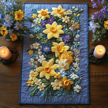 Golden Bloom Quilted Table Runner NCU0DV4172