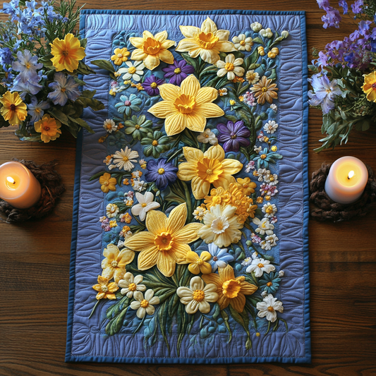 Golden Bloom Quilted Table Runner NCU0DV4172