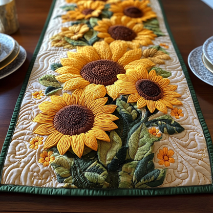 Golden Bloom Quilted Table Runner NCU0DV5341