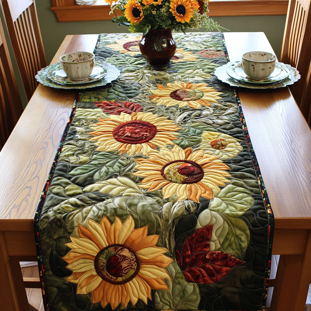 Golden Bloom Trail Quilted Table Runner NCU0PT5226