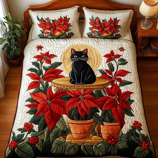 Golden Blooms 3-Piece Quilted Bedding Set NCU0NT2437