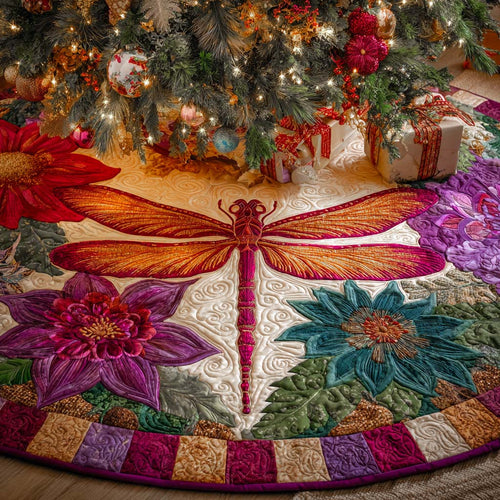 Golden Blossom Harmony Quilted Tree Skirt NCU0XD1654