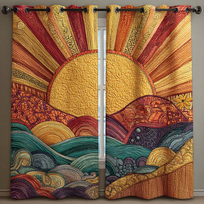 Golden Blossom Rays Quilted Curtains NCU0XD2045