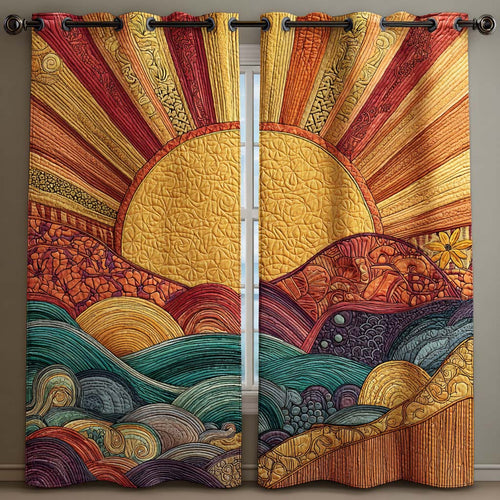 Golden Blossom Rays Quilted Curtains NCU0XD2045